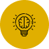 Icon of a light bulb with a brain in the middle