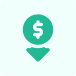 icon of a dollar sign with an arrow pointing down